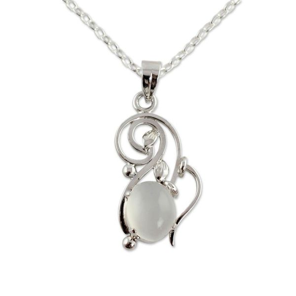Alternate image for Artisan Crafted Moonstone and Sterling Silver Necklace Lunar Treasure
