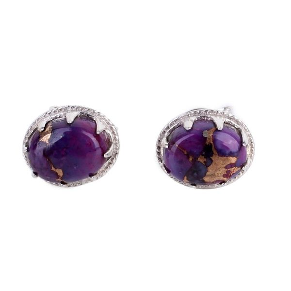 Alternate image for Sterling Silver Purple Composite Turquoise Stud Earrings Morning in Purple