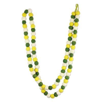 Alternate image for Green and Yellow Handmade Felt Holiday Garland Lemon Lime Pompoms