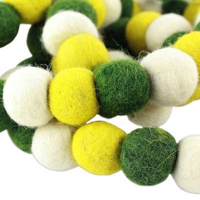 Alternate image for Green and Yellow Handmade Felt Holiday Garland Lemon Lime Pompoms