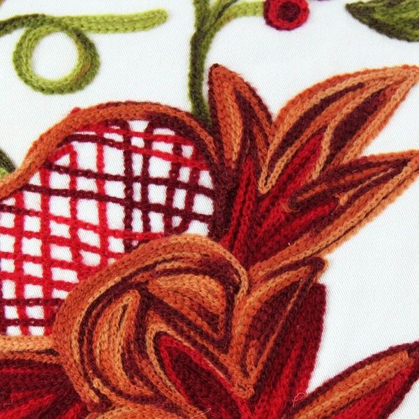 Alternate image for Two Ivory Cotton Cushion Covers with Chainstitch Embroidery Marsala Garden