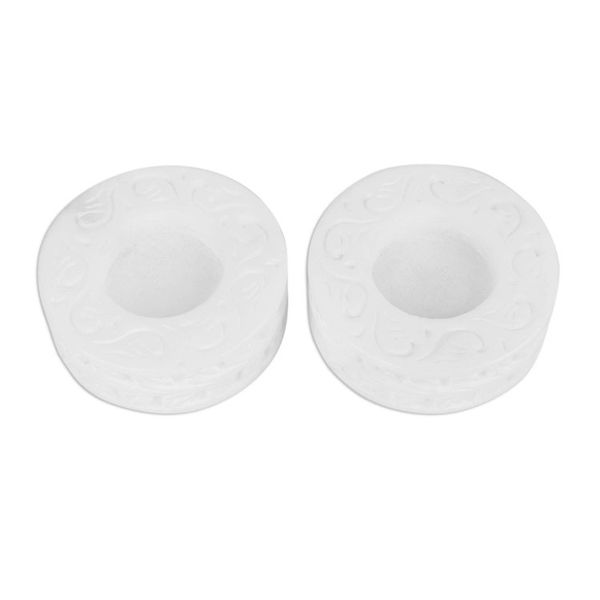 Alternate image for Round White Marble Tealight Holder with Engraved Vine Pair White Beauty