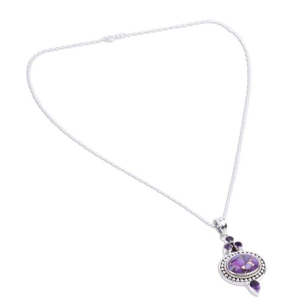 Alternate image for Handmade Amethyst and Composite Turquoise Necklace Luminous Lilac Sky