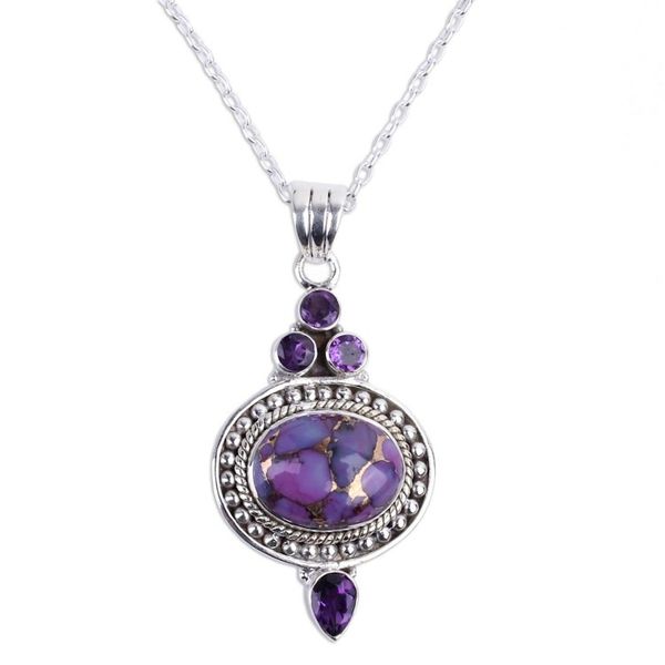 Alternate image for Handmade Amethyst and Composite Turquoise Necklace Luminous Lilac Sky