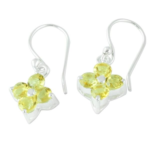 Alternate image for Sterling Silver Handcrafted Flower Earrings with Citrine Petite Petals