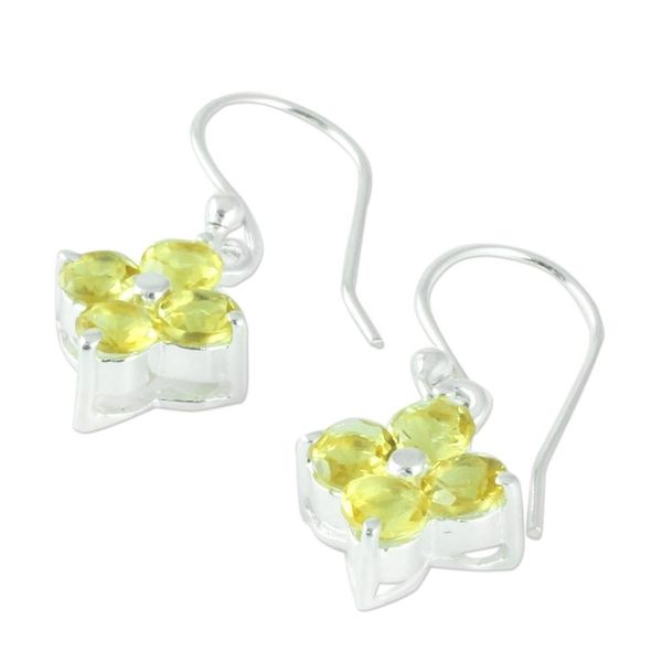 Alternate image for Sterling Silver Handcrafted Flower Earrings with Citrine Petite Petals