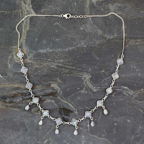 Alternate image for Handmade Rainbow Moonstone and Silver Jewelry from India Queen of Diamonds