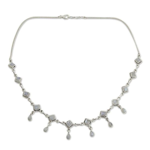 Alternate image for Handmade Rainbow Moonstone and Silver Jewelry from India Queen of Diamonds