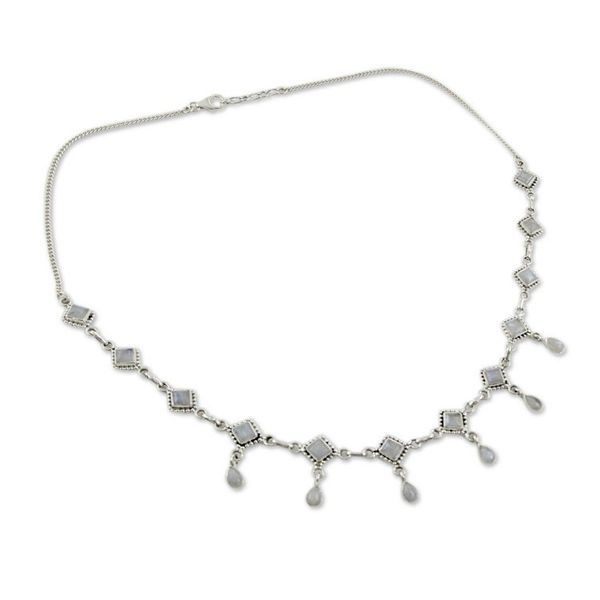 Alternate image for Handmade Rainbow Moonstone and Silver Jewelry from India Queen of Diamonds