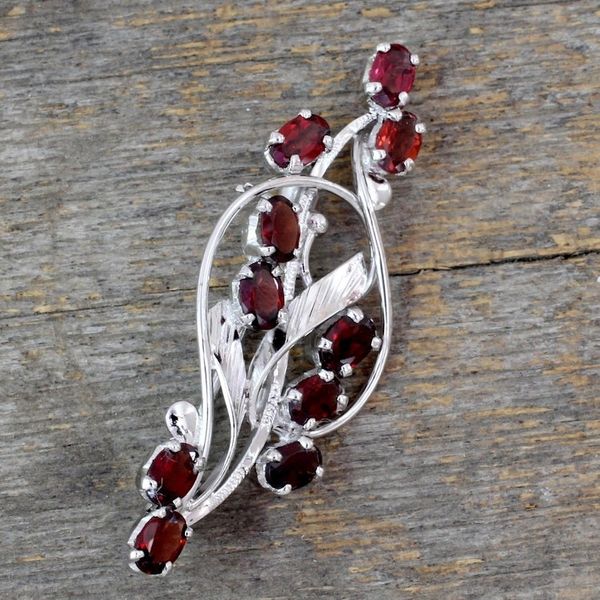 Alternate image for Floral Garnet and Sterling Silver Brooch Pin from India Elegant Passion