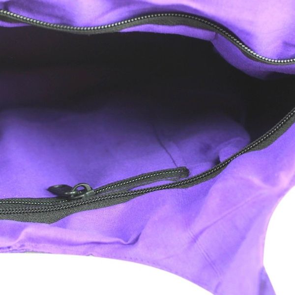 Alternate image for Purple Tote Handbag with Golden Block Prints Purple in Kutch