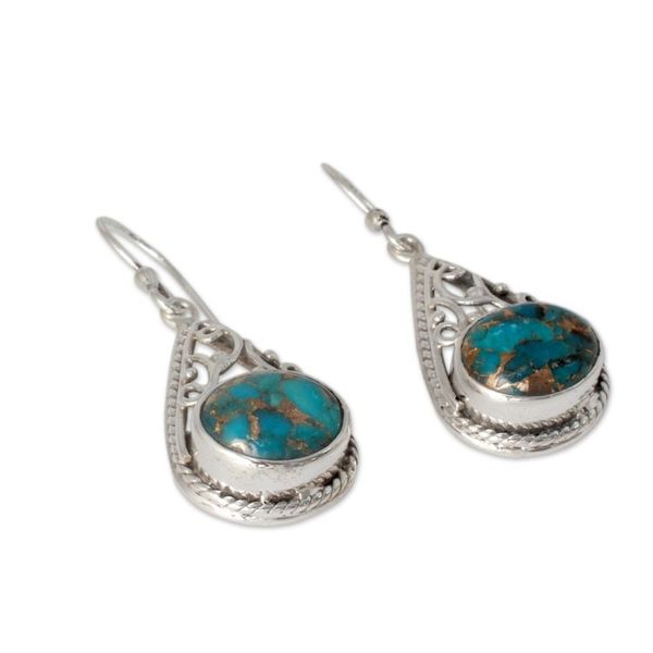 Alternate image for Handcrafted Sterling and Composite Turquoise Dangle Earrings Divine Sky
