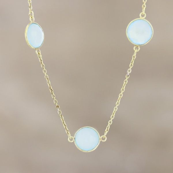 Alternate image for Gold Plated Chalcedony Station Necklace from India Skyward Charm