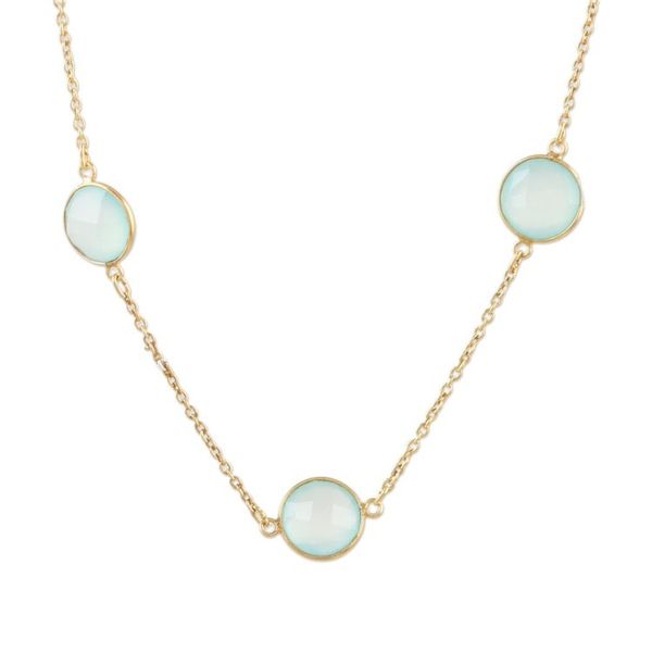 Alternate image for Gold Plated Chalcedony Station Necklace from India Skyward Charm