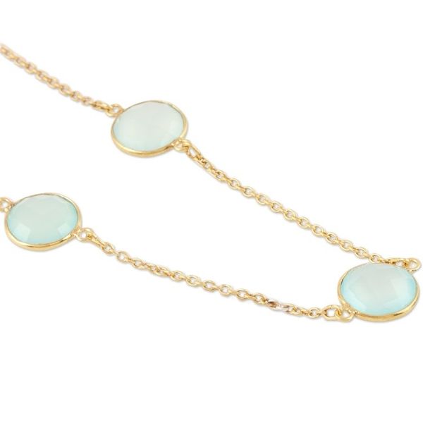 Alternate image for Gold Plated Chalcedony Station Necklace from India Skyward Charm