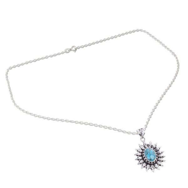 Alternate image for Silver and Composite Turquoise Artisan Crafted Necklace Eternal Radiance