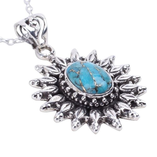 Alternate image for Silver and Composite Turquoise Artisan Crafted Necklace Eternal Radiance