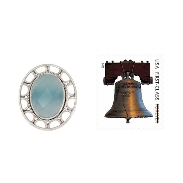 Alternate image for Modern Silver Ring with Blue Chalcedony Mumbai Sky