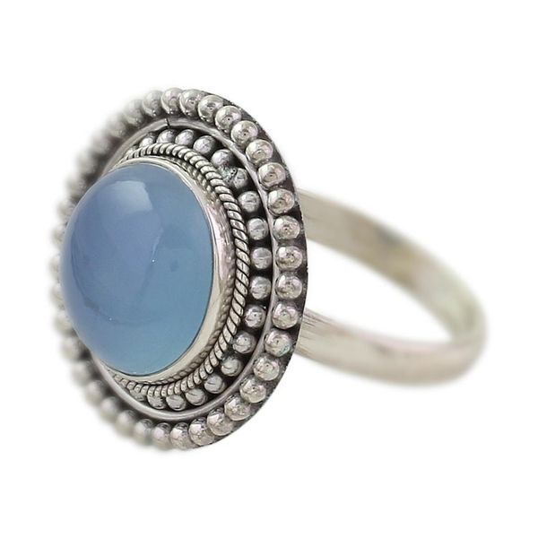 Alternate image for Round Blue Chalcedony and Sterling Silver Cocktail Ring Azure Skies