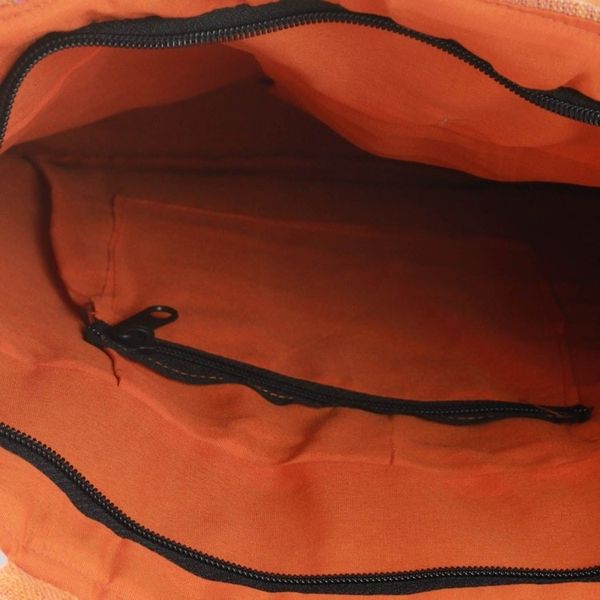 Alternate image for Indian Artisan Crafted Orange Cotton Shoulder Bag Sunset Muse
