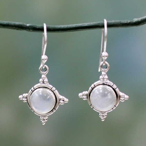 Alternate image for Artisan Jewelry Sterling Silver Rainbow Moonstone Earrings Endless Moonlight