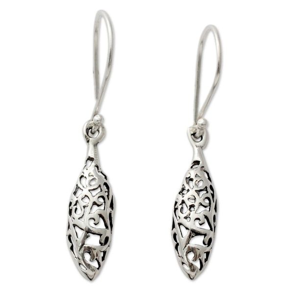 Alternate image for India Jali Handcrafted Sterling Silver Dangle Earrings Jali Dewdrop