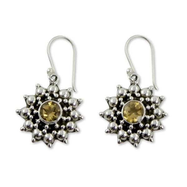 Alternate image for Artisan Crafted Citrine and Sterling Silver Star Earrings Star
