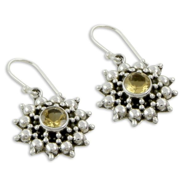 Alternate image for Artisan Crafted Citrine and Sterling Silver Star Earrings Star