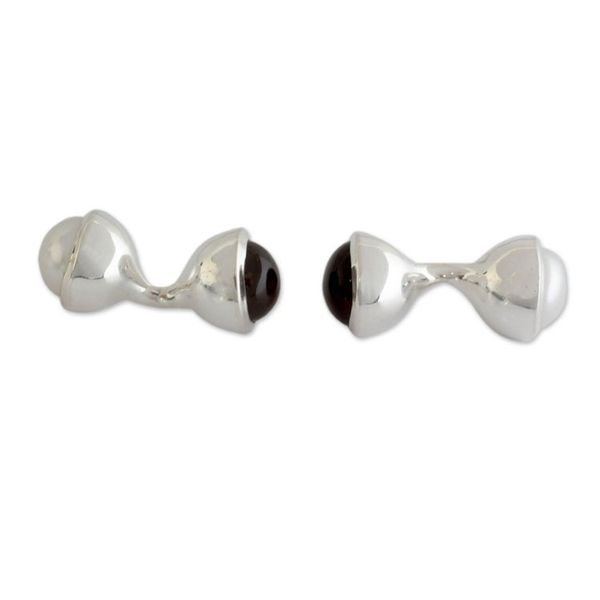 Alternate image for Smoky Quartz and Cultured Pearl Silver Cufflinks Luminous Mist