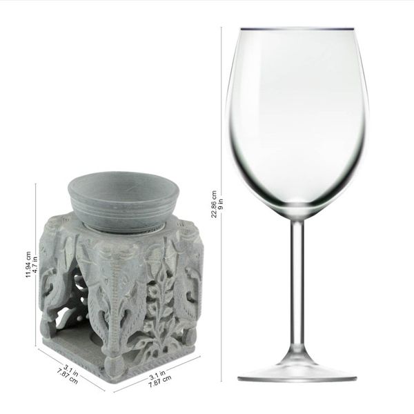 Alternate image for Oil Warmer Hand-carved of Soapstone Agra Elephants