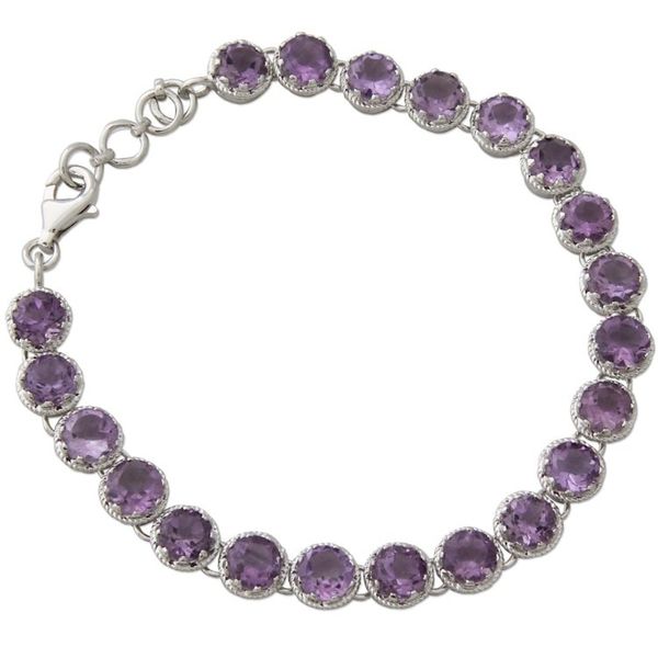 Alternate image for Artisan Handcrafted Silver Tennis Bracelet with 21 Amethysts Violet Enchantment
