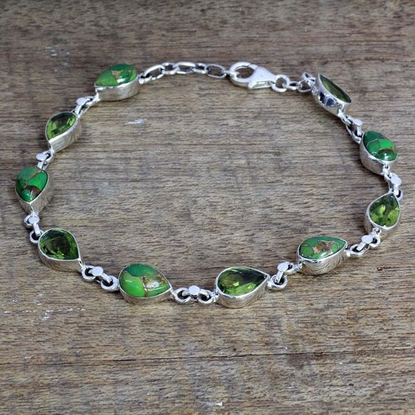 Alternate image for Peridot Composite Turquoise Link Bracelet from India Sunny Drops in Green