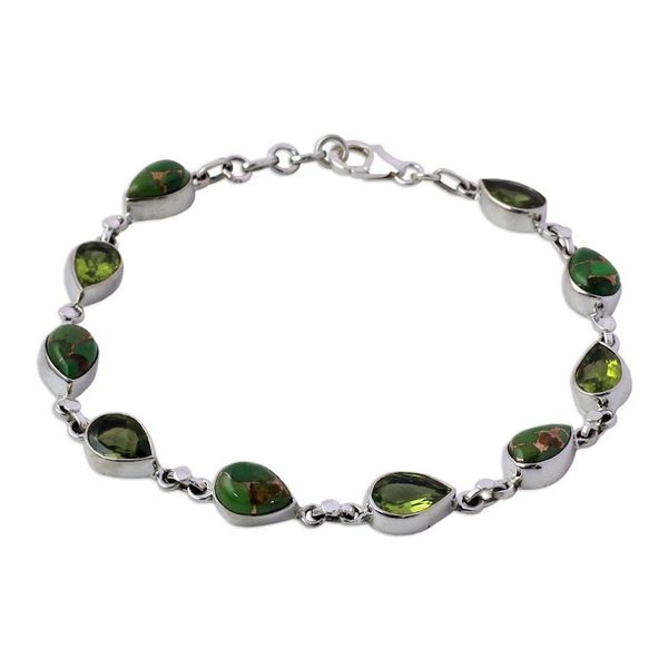 Alternate image for Peridot Composite Turquoise Link Bracelet from India Sunny Drops in Green