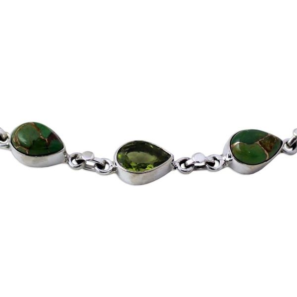 Alternate image for Peridot Composite Turquoise Link Bracelet from India Sunny Drops in Green