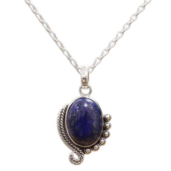 Alternate image for Sterling Silver Lapis Lazuli Pendant Necklace from India Indian Delight in Blue