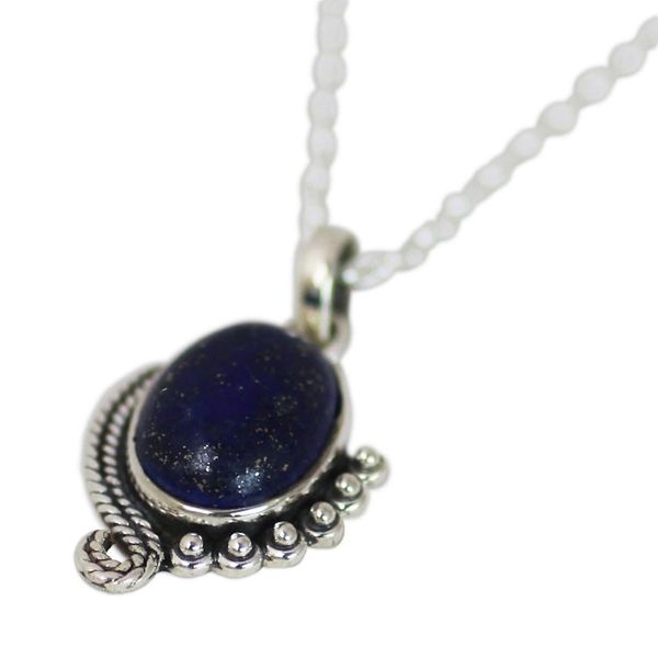 Alternate image for Sterling Silver Lapis Lazuli Pendant Necklace from India Indian Delight in Blue