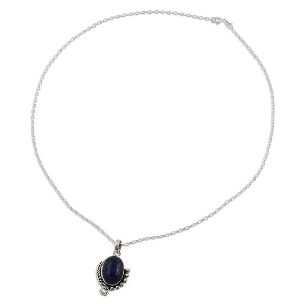 Alternate image for Sterling Silver Lapis Lazuli Pendant Necklace from India Indian Delight in Blue