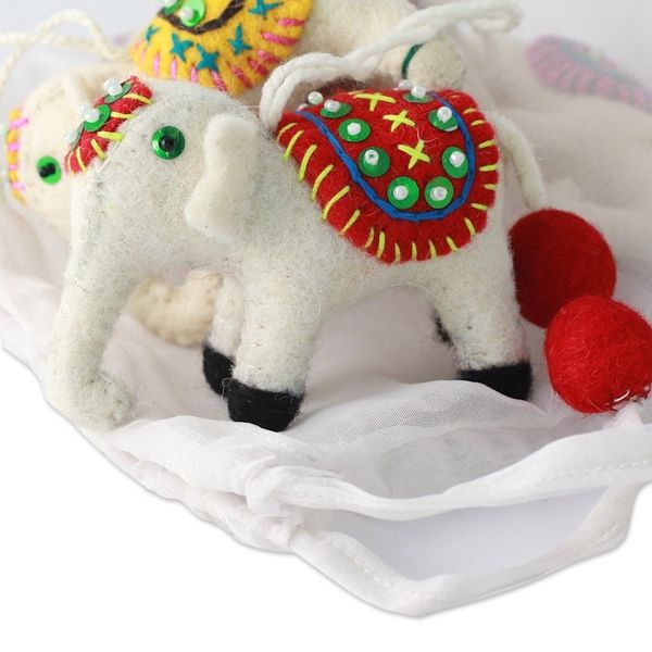 Alternate image for Four Fair Trade White Elephant Ornaments Set White Elephants