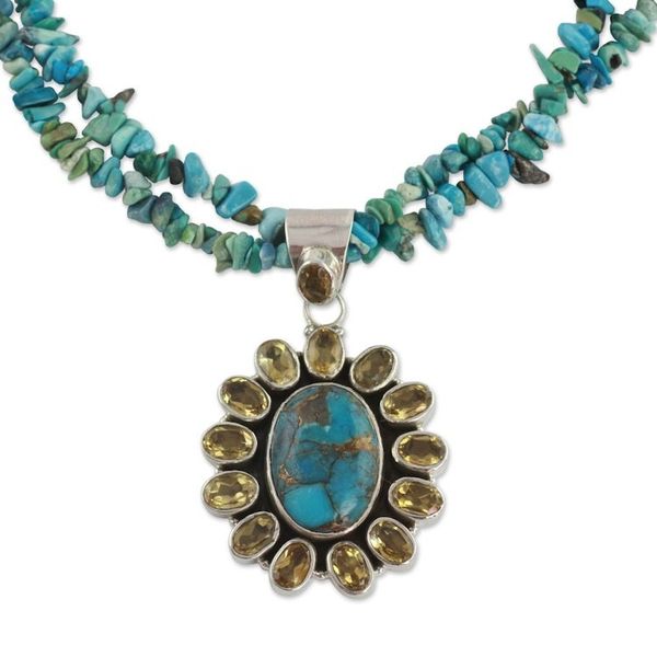 Alternate image for Opulent Indian Necklace with 7 Carats of Citrine Sunny Sky