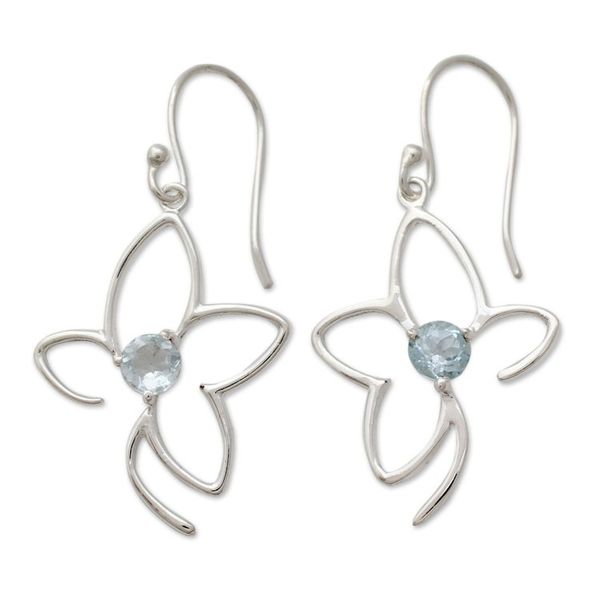 Alternate image for India Blue Topaz Handcrafted Flower Earrings Sweet Flower