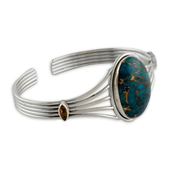 Alternate image for Citrine and Composite Turquoise Silver Cuff Bracelet Blue Island