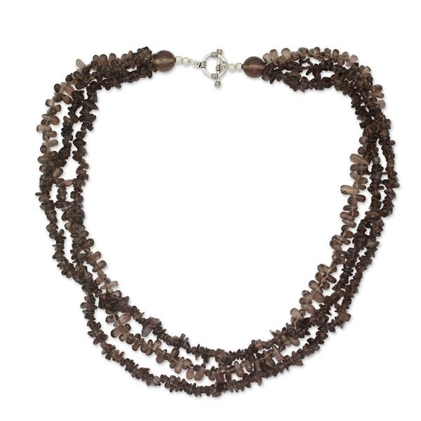 Alternate image for 3 Strand Smoky Quartz Necklace Song of Dusk