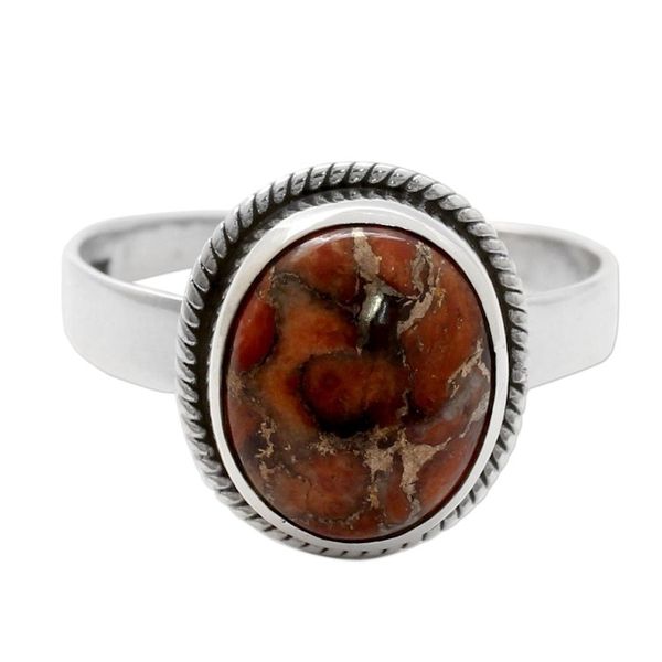 Alternate image for Orange Composite Turquoise Silver Ring from India Sunset Sky in Jaipur