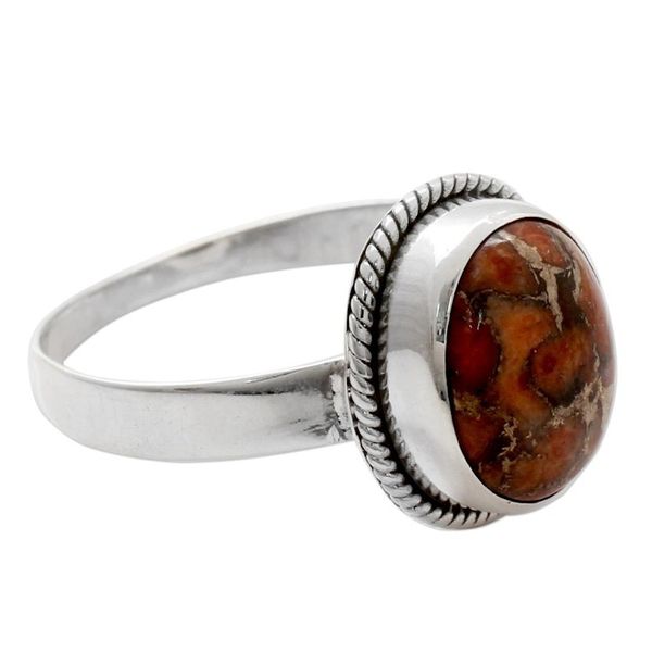 Alternate image for Orange Composite Turquoise Silver Ring from India Sunset Sky in Jaipur