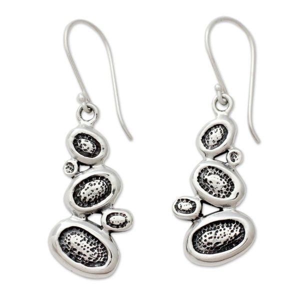 Alternate image for India Fair Trade Abstract Sterling Silver Earrings Pebbles on the Beach