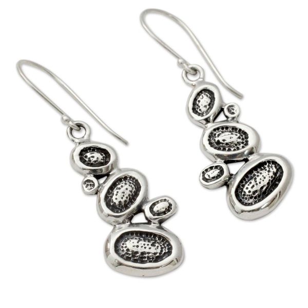 Alternate image for India Fair Trade Abstract Sterling Silver Earrings Pebbles on the Beach