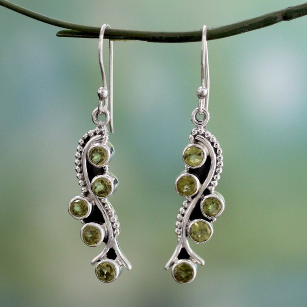 Sterling Silver Earrings with Peridot 2.5 Carats 'Natural Glow'