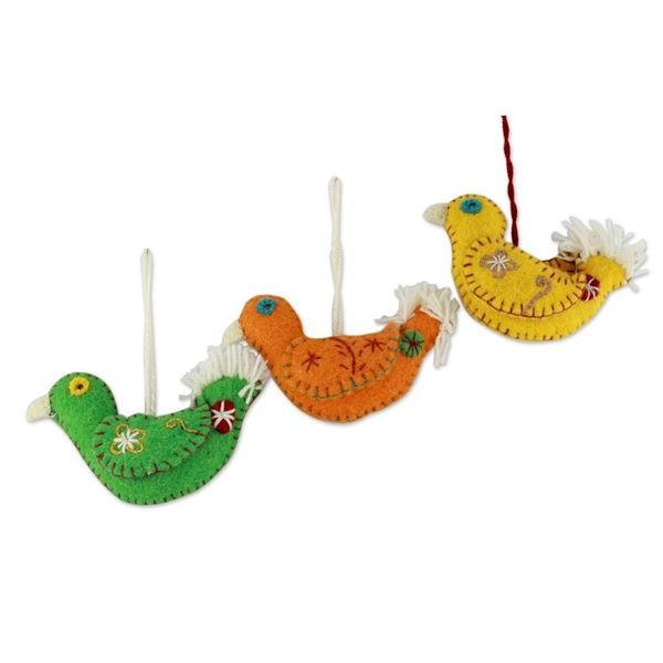 Alternate image for 3 Fair Trade Bird Ornaments from India Song of Joy