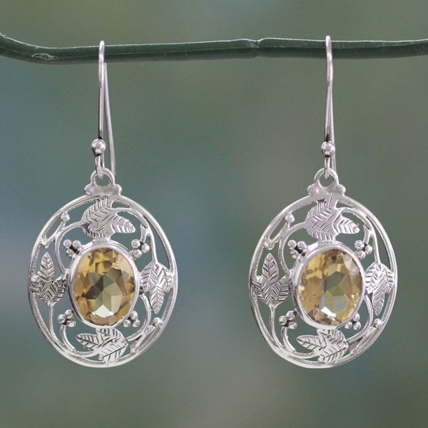 Alternate image for Indian Sterling Silver Dangle Earrings with Citrine Sunshine Avatar