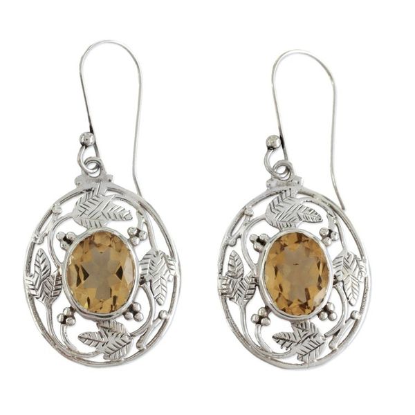 Alternate image for Indian Sterling Silver Dangle Earrings with Citrine Sunshine Avatar